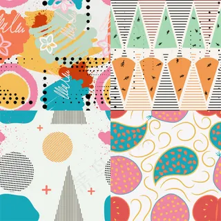 彩色卡通图案无缝背景图片