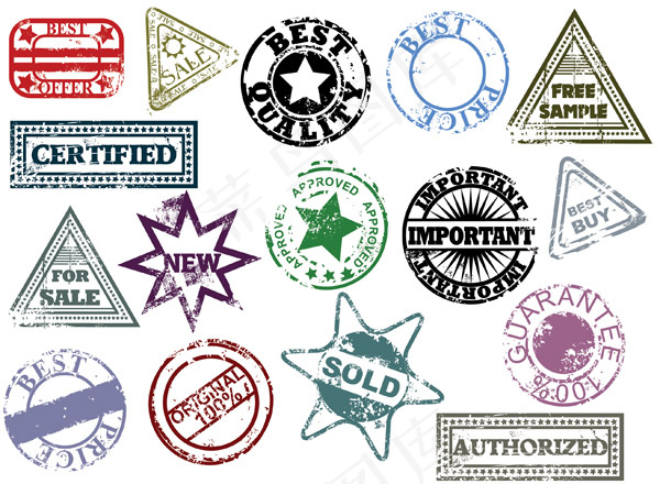 颜色矢量做旧的密封