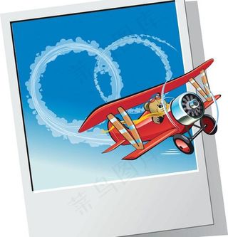 小熊飞机相框素材图片