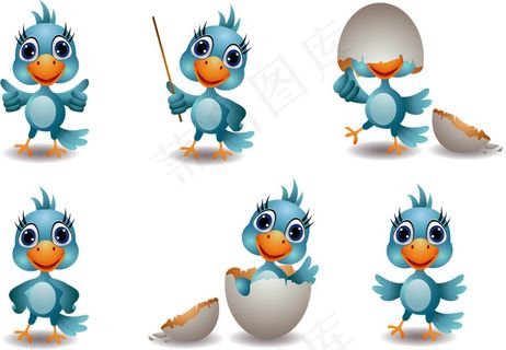 卡通小鸟矢量设计素材