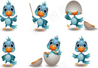 卡通小鸟矢量设计素材
