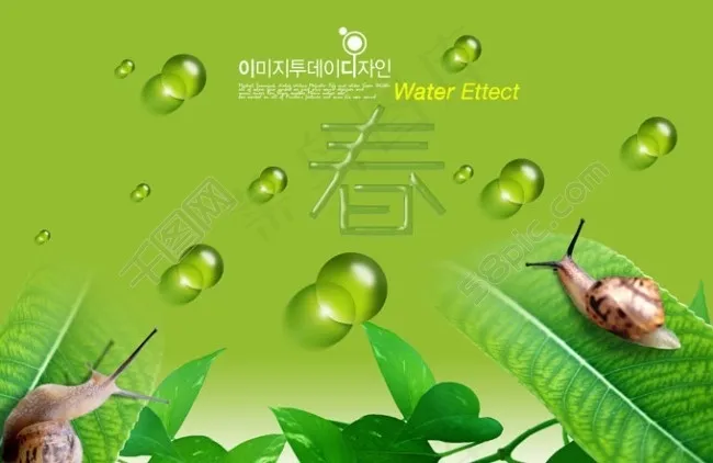 水泡绿草蜗牛psd模版下载