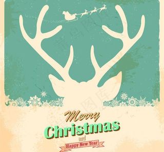 复古圣诞鹿背景图片