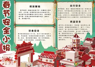 卡通中国风春节安全小报模板