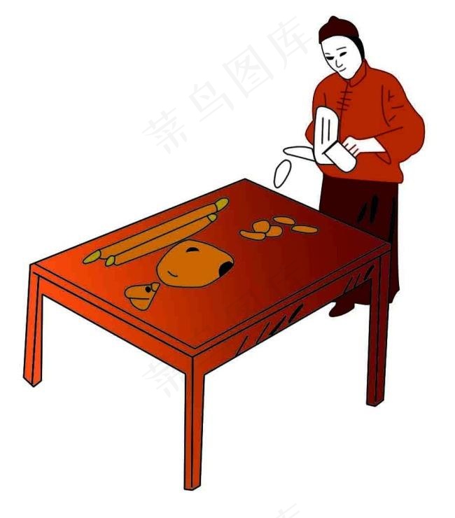 卡通人刀削面