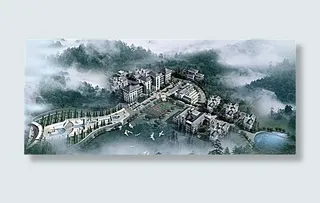 高档住宅小区 鸟瞰图 效果图 分层...