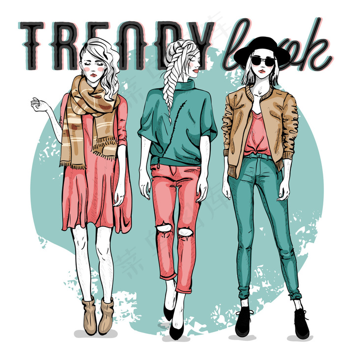 时尚潮流女性插画矢量素材