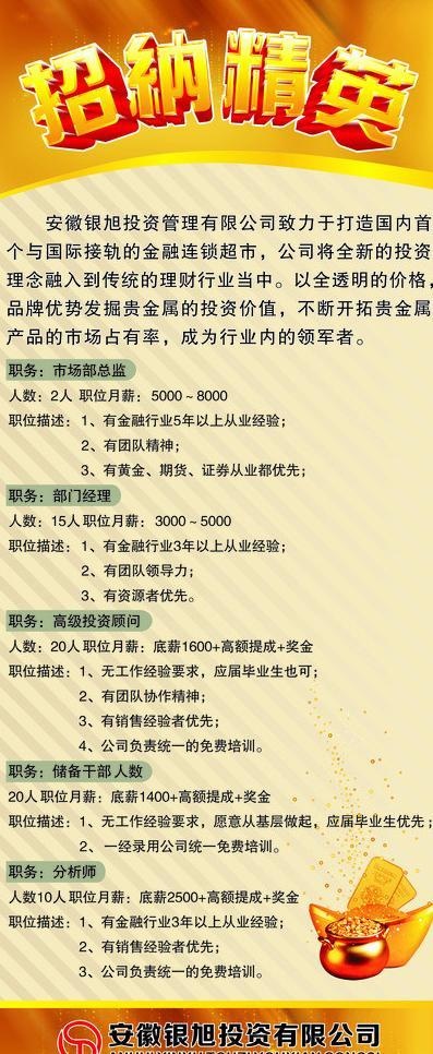 金融招聘展架图片cdr矢量模版下载