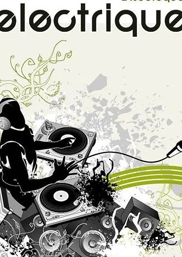 DJ音乐元素与潮流花纹矢量素材eps,ai矢量模版下载