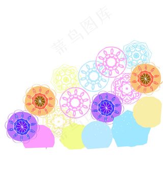 AI矢量素材 多彩的车轮 花朵