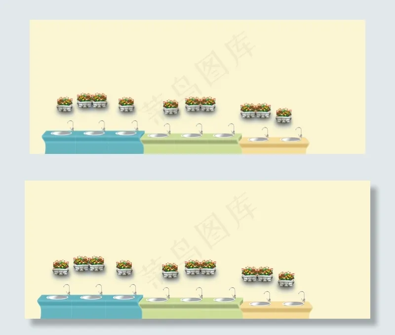 幼儿园 洗手池 校园文化设计psd模版下载