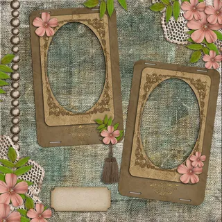 怀旧花朵暗纹背景高清相框素材