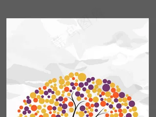 手绘卡通大树名片卡片婚礼邀请卡素材...