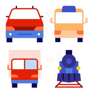 扁平交通工具icon图标素材