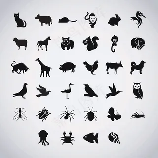 动物剪影动物简笔插画