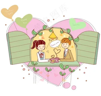 边喝咖啡边约会的情侣图片