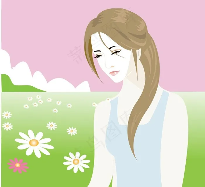 矢量美女图片ai矢量模版下载