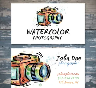 水彩相机名片设计