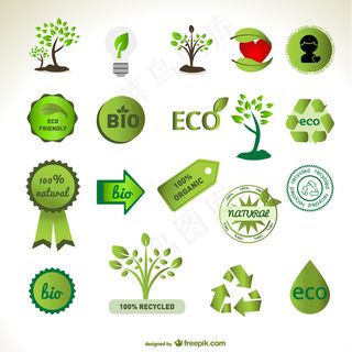 绿色环保徽章和树设计