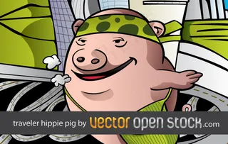 猪的嬉皮士周游世界