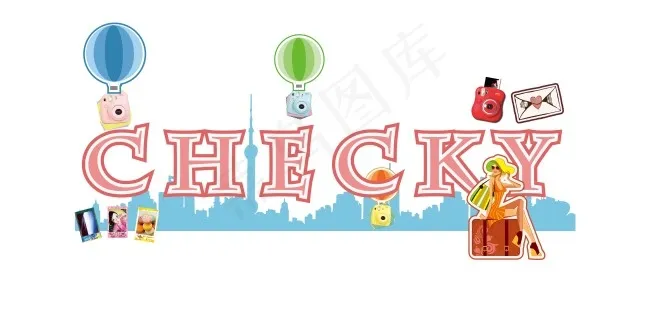 CHECKY字母摆设LOGO设计(11811X5906(DPI:300))psd模版下载