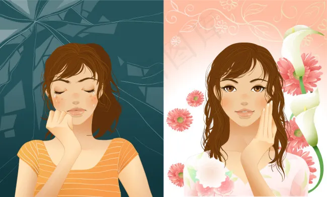 矢量时尚美女素材免费下载eps,ai矢量模版下载