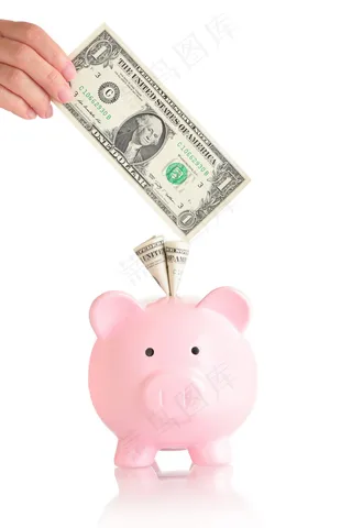 手拿储钱罐金币货币 理财保障商务金融财富增长主题