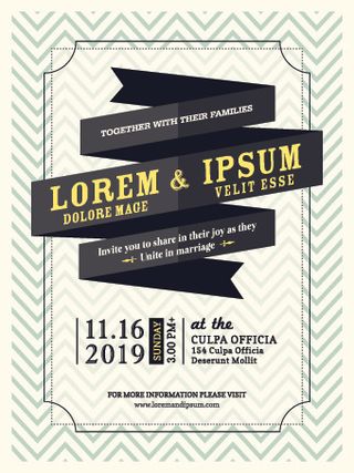 复古婚礼邀请卡设计矢量图04