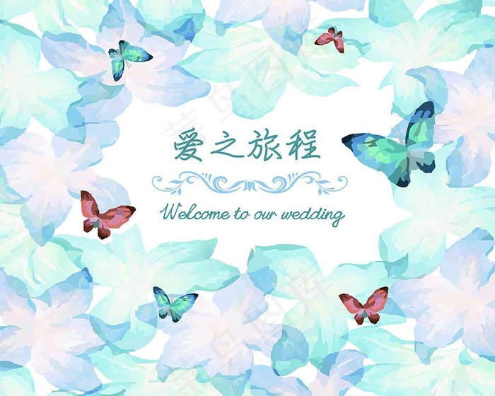 水墨蝴蝶婚礼背景(17717X14173(DPI:150))psd模版下载