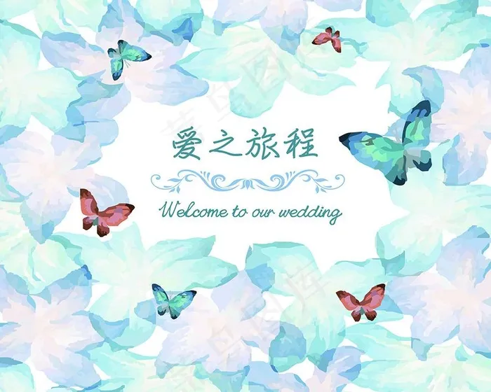 水墨蝴蝶婚礼背景(17717X14173(DPI:150))psd模版下载