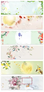 简约清新花草月圆电商淘宝促销通用海...
