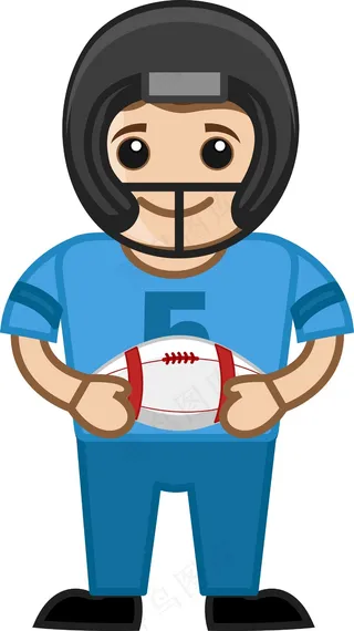 卡通矢量字符橄榄球守门员