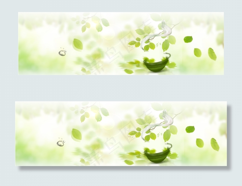 春季卡通绿色海报banner背景(1920X4550(DPI:300))psd模版下载