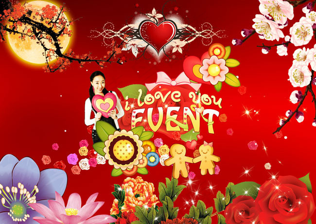 七夕情人节设计PSD素材