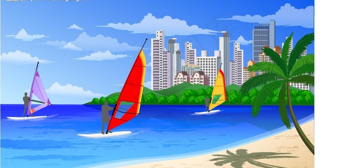 海上风景图片ai矢量模版下载