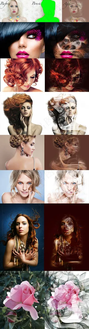 人像照片转艺术烟雾效果PS素材