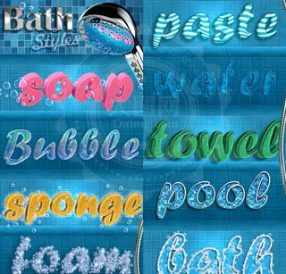 透明泡泡装饰的3D立体字动作