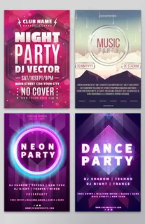 创意派对抽象海报矢量集合