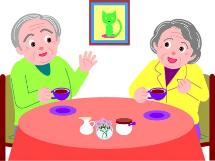 老年人喝茶矢量素材
