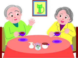 老年人喝茶矢量素材