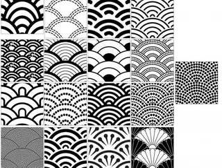 几款日本波浪花纹背景矢量素材图片