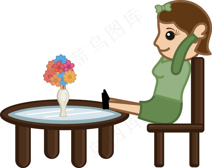 卡通女人休息椅eps,ai矢量模版下载