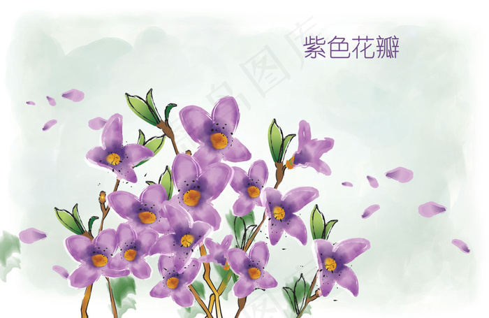 紫色花瓣(4000X2600(DPI:300))psd模版下载