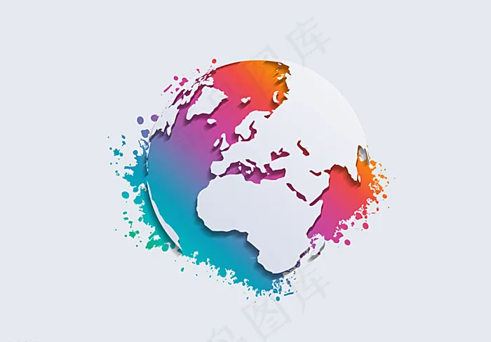 抽象彩色地球背景图片ai矢量模版下载