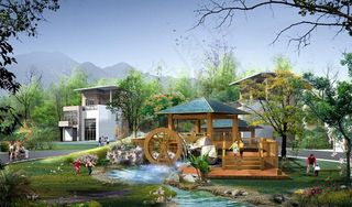 别墅区园林绿化效果表现图片