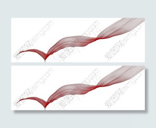 红色绸带psd分层素材6款