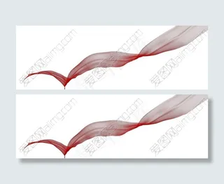 红色绸带psd分层素材6款