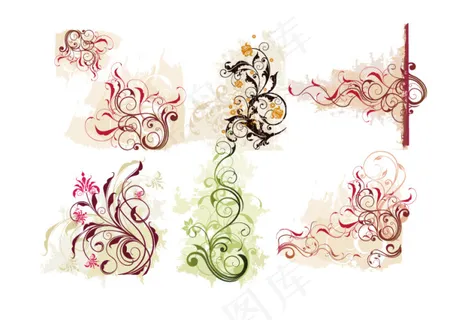 彩绘花纹装饰矢量素材