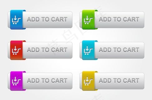 有光泽的添加到购物车按钮设置矢量插...