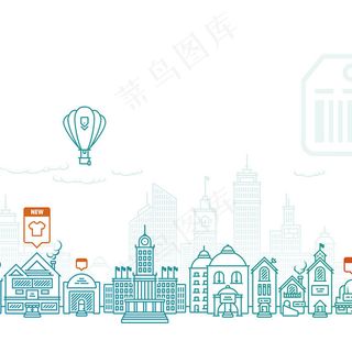 卡通简约城市剪影背景